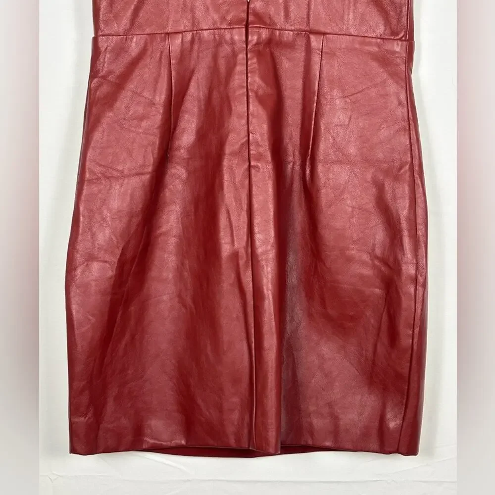 Lulus Perfect Pick Brick Red Vegan Leather Bodycon Mini Dress- M - Picture 10 of 12